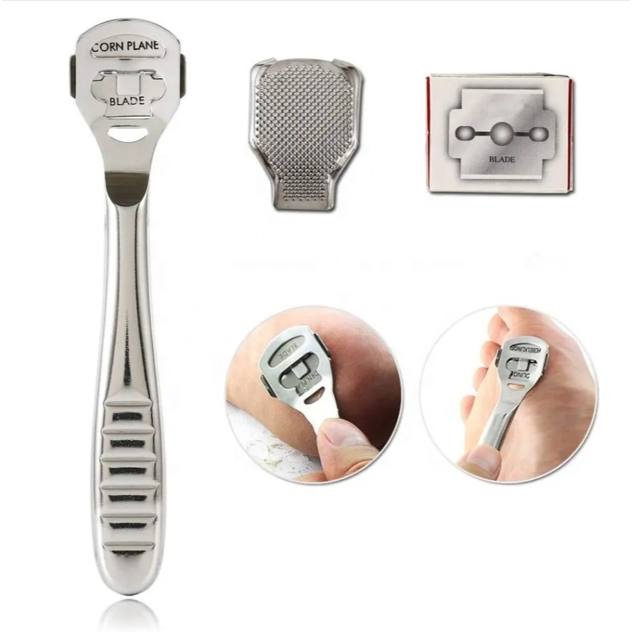 Kit Removedor de calos manual em Aço Inox e caixa com 10 lâminas