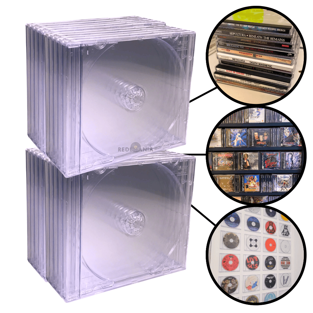 20 Estojo Capa Caixa Acrilica Porta Cd Box Grossa Transparente