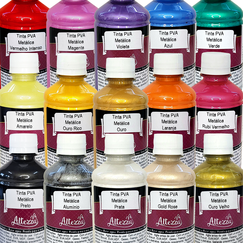 Tinta PVA Metálica 250ml Altezza alto brilho com maior rendimento