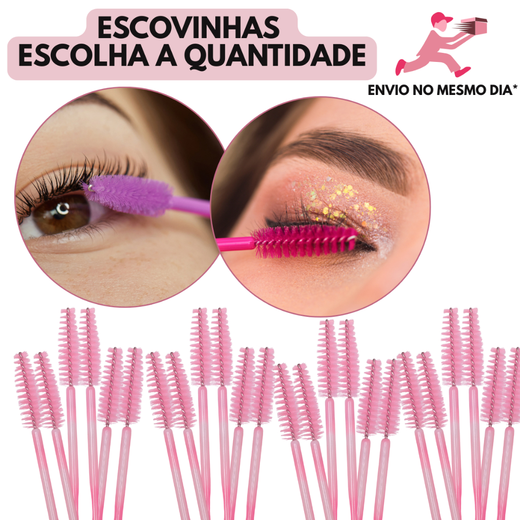 Kit Escovinhas Cílios com glitter Escolha a Quantidade Extensão de Cílios e Sobrancelhas Alongamento