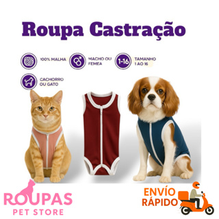 Roupa Pós Cirúrgica P/Gatos e Cães (Femea/Macho) Roupa Castração Tam. 0 A 10 em Oferta na Shopee
