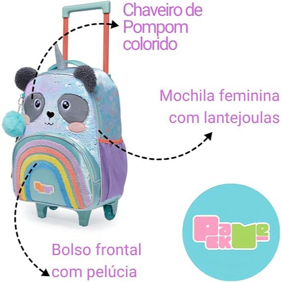 Mochila Infantil Com Rodinha, Pacific, Pack Me Sweet Panda