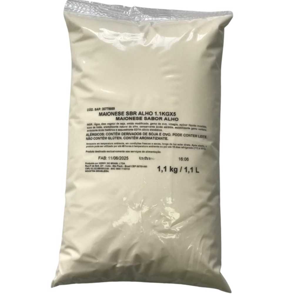 BAG MAIONESE DE ALHO 1.1KG - Pasta de alho - Molho de alho cremoso - Bisnaga de molho - Comida americana - Hamburguerias