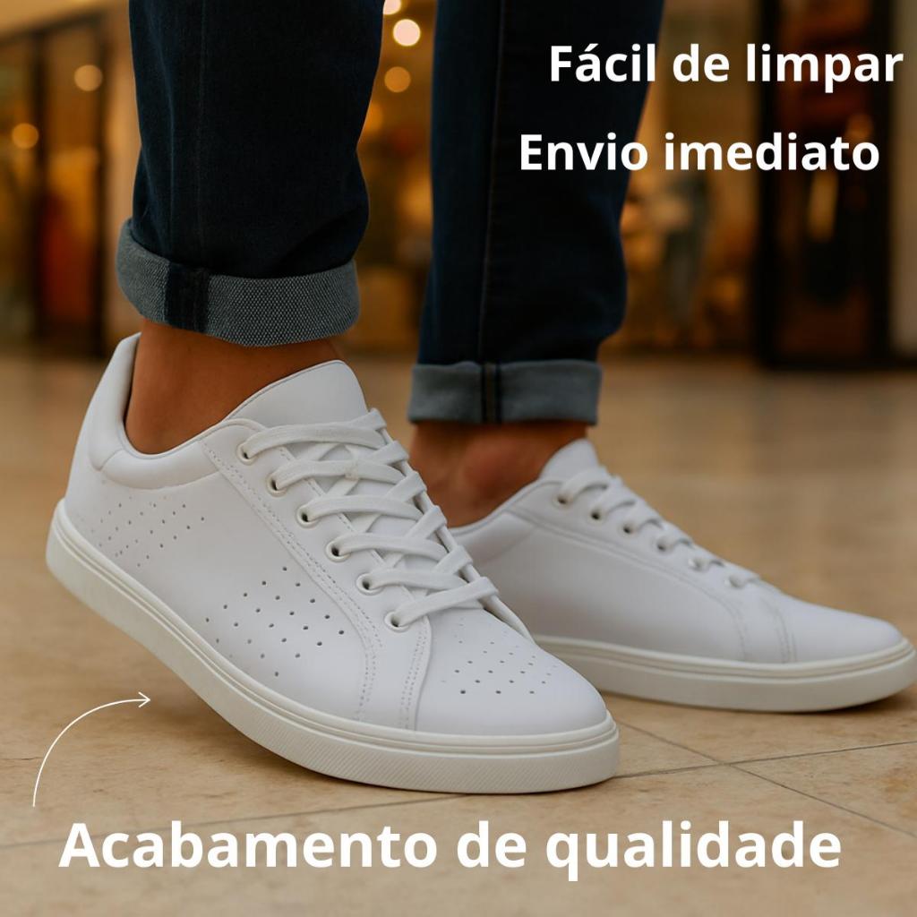 Tênis Sapatênis masculino branco casual adulto confortável leve lançamento 2025 Esporte fino dia a dia Trabalho estiloso