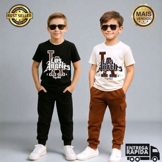 Kit 2 Conjuntos Infantil Masculino Calça Camisa Menino Juvenil em Oferta na Shopee