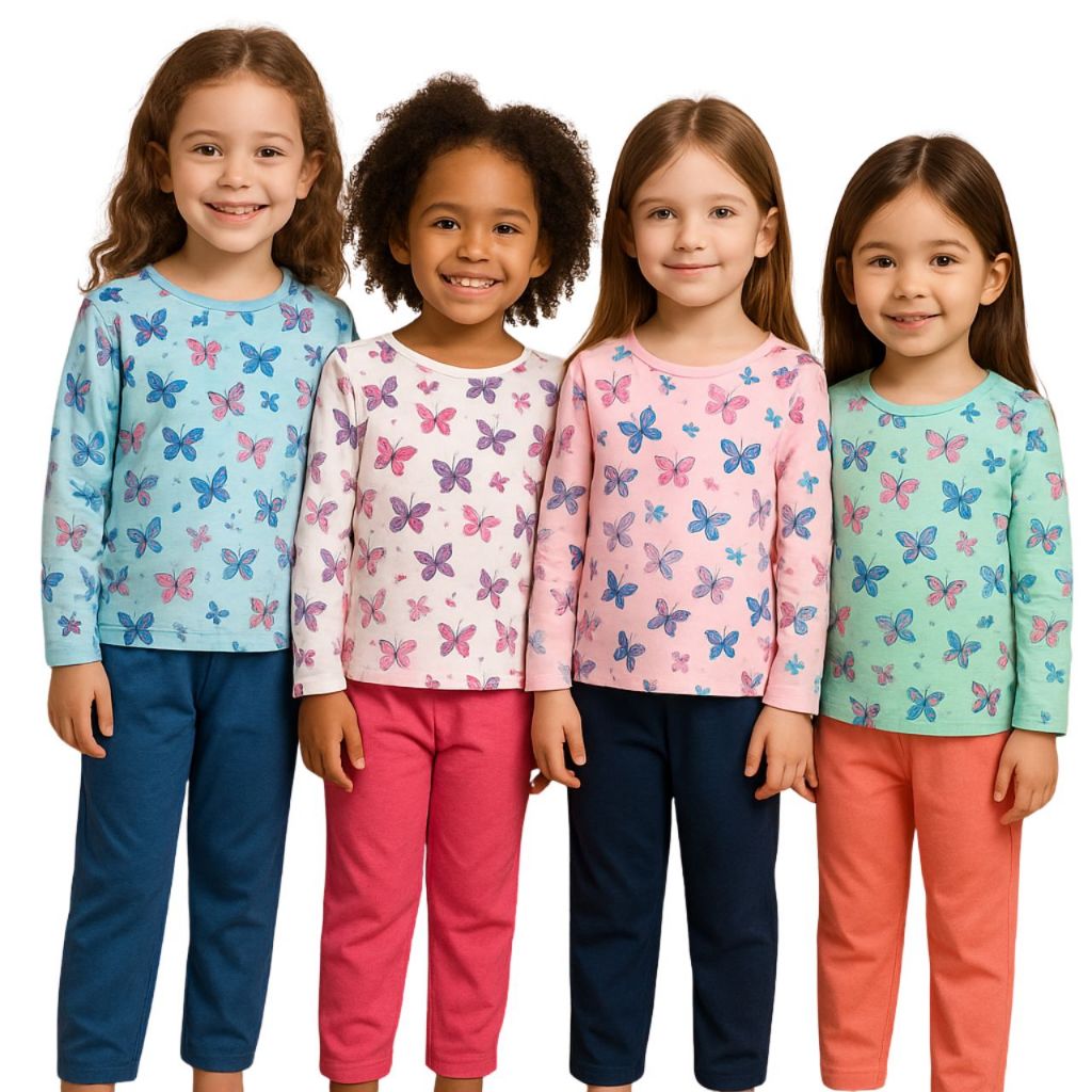 Pijama Infantil Vanessinha Inverno Conjunto Infantil com Blusa de Frio Calça Comprida Confortável Estampas Variadas