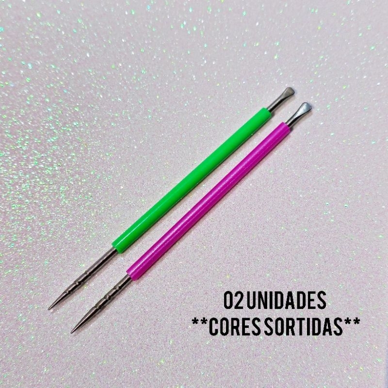 02 espátulas de inox para unhas Rose Cheia de Charme, manicure em Oferta na Shopee