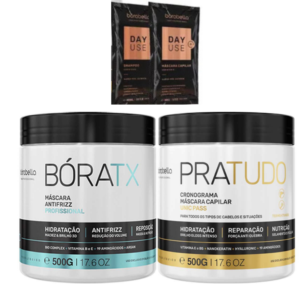 Borabella Kit Boratx + Máscara Pratudo - 2x500g Anti-frizz