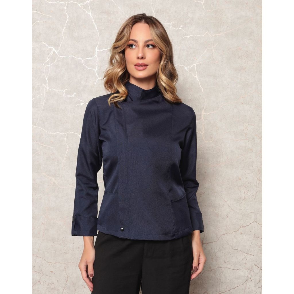 Dolma Chef Feminina com Zíper Azul Marinho Oxford Camila ELIA