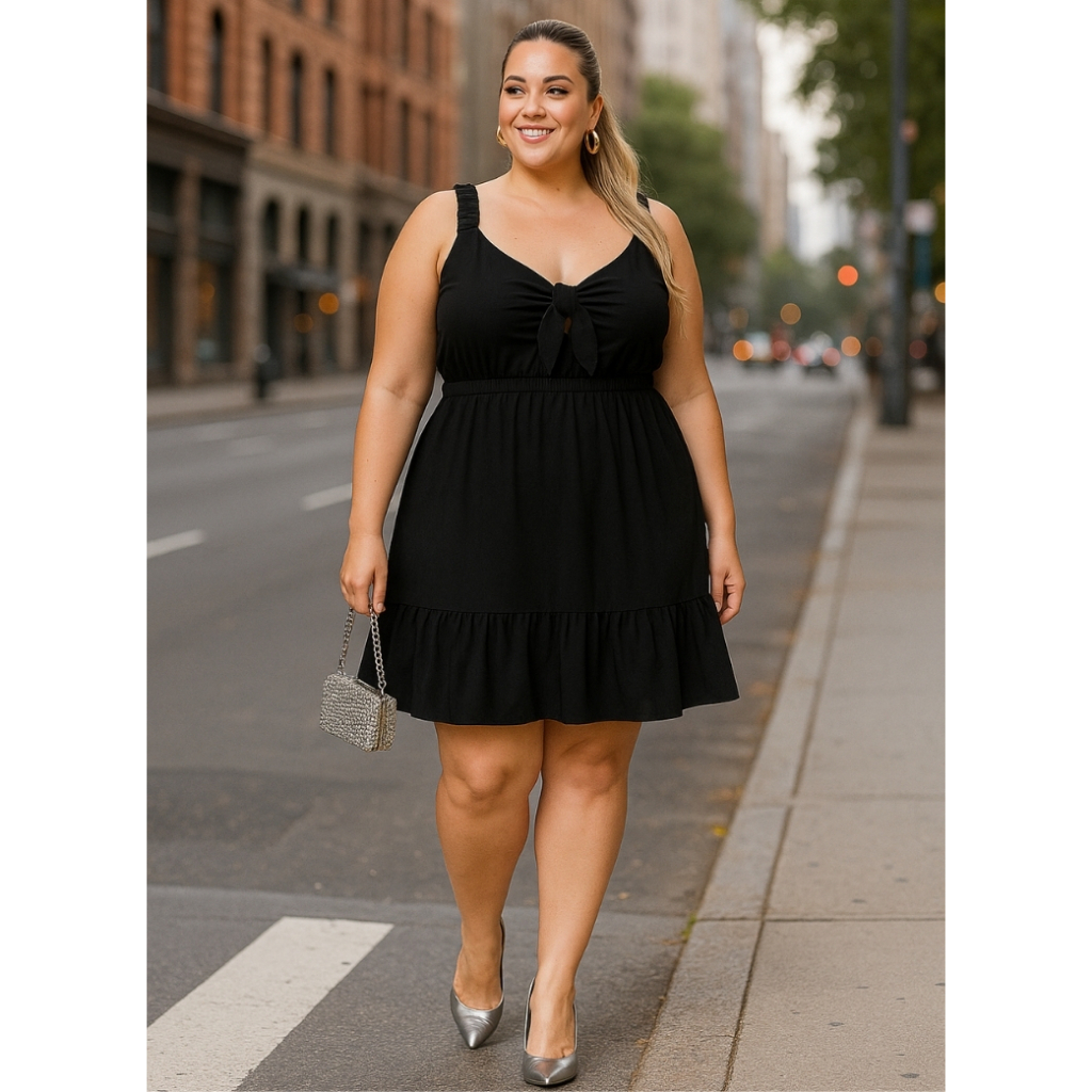 Vestido Feminino Confortável Plus Size Em Malha Crepe Cores Variadas Confortável e Versátil