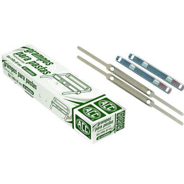 GRAMPO TRILHO METAL 50 UNIDADES ALUMINIO GALVANIZADO PARA PASTA PAPELARIA em Oferta na Shopee