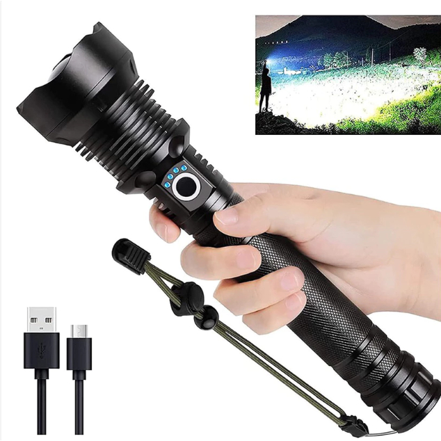 Lanterna Tática Led Xml Com 2 Baterias Recarregável Muito Forte P90 Camping Segurança lan-p90
