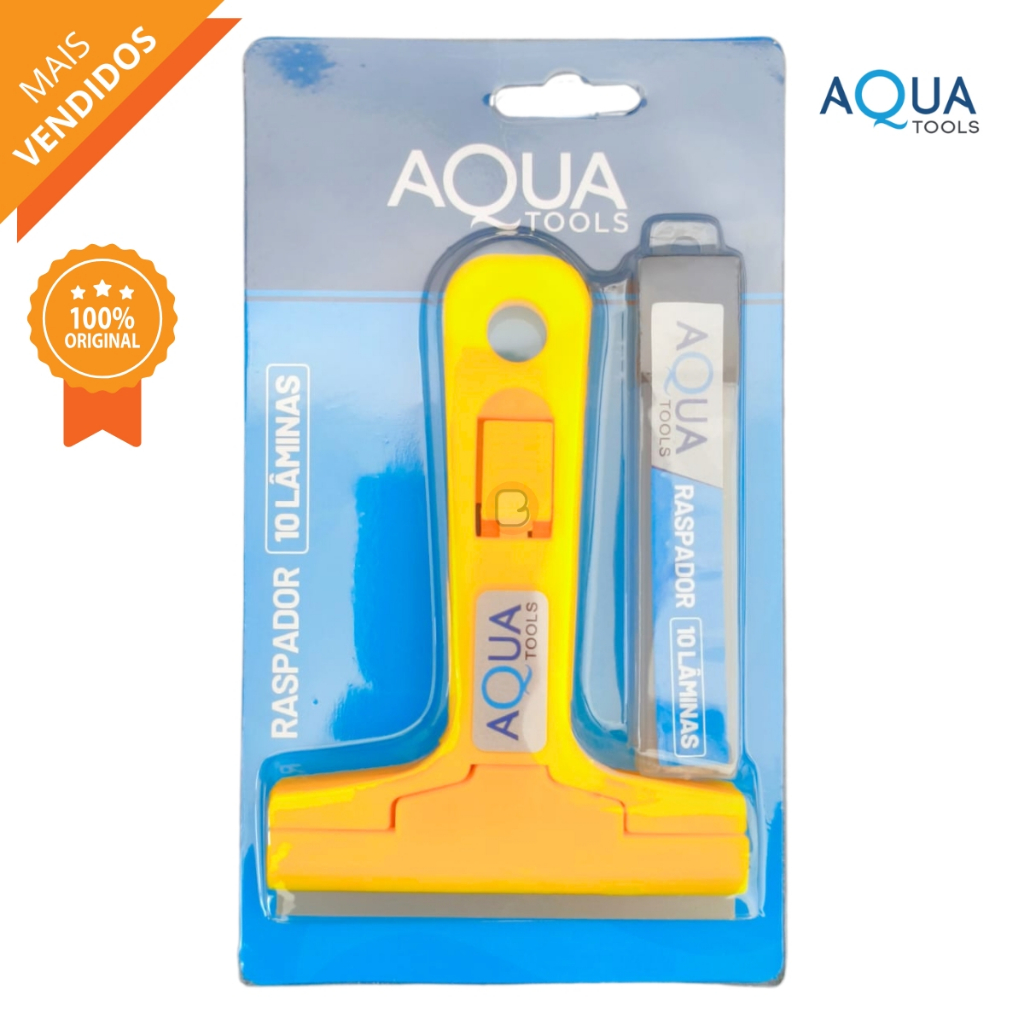 Raspador Plano Tintas Piso Vidro Cerâmica Azulejo + 10 Laminas Aquatools