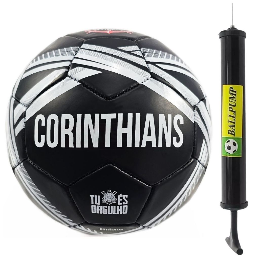 Bola De Futebol Corinthians Estadios N° 5 para Campo, Society + Bomba de Ar
