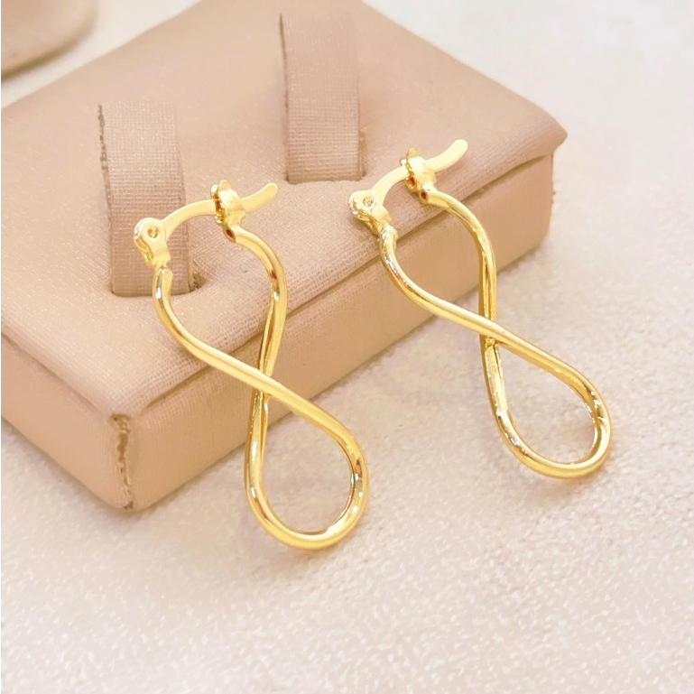 Brinco Infinito Folheado a Ouro 18K - Hipoalergênico em Oferta na Shopee
