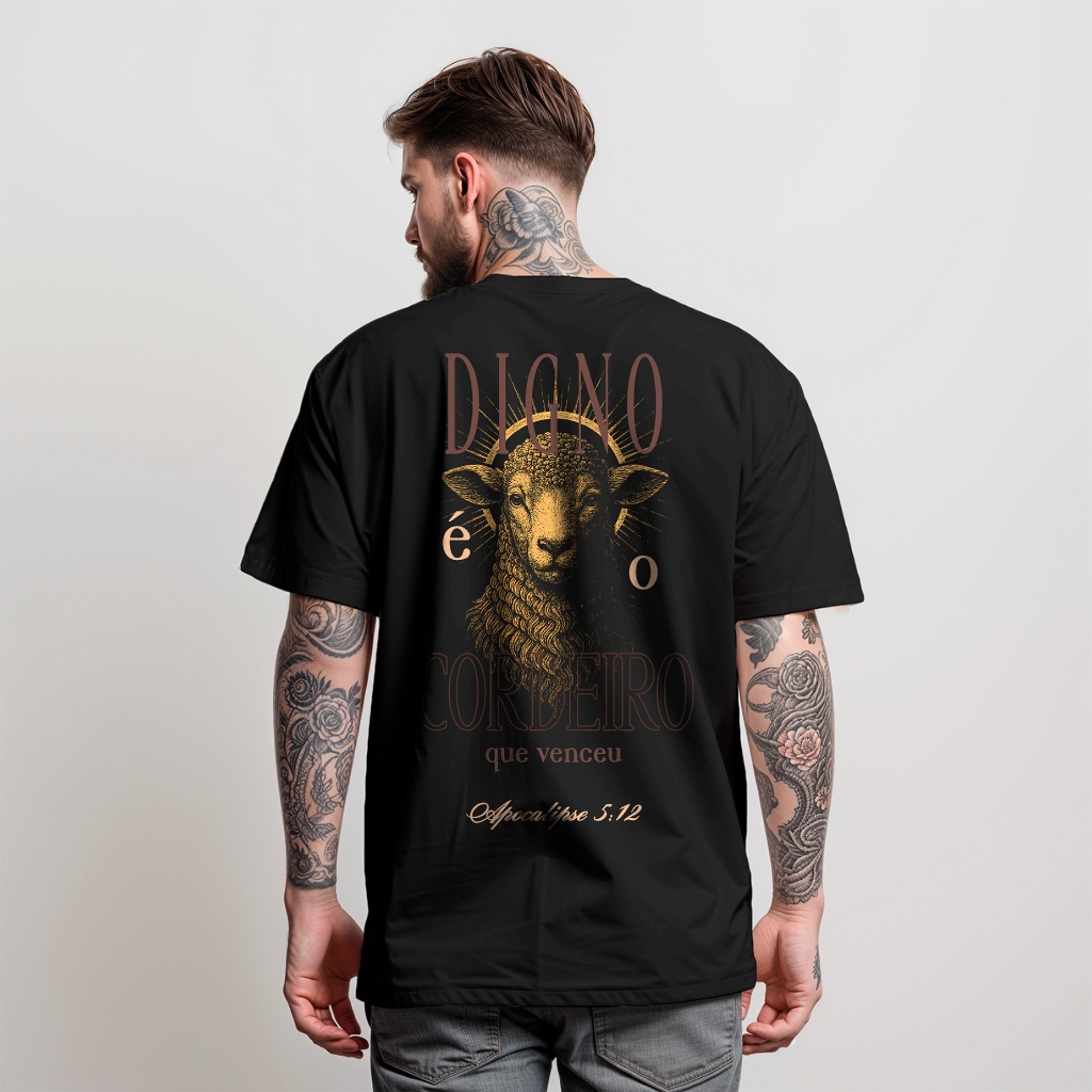 Camiseta T-Shirt Masculina Digno Cordeiro Camisa 100% Algodão em Oferta na Shopee