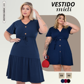 Vestido Feminino Plus Size Moda Evangélica Casual Confortável em Oferta na Shopee