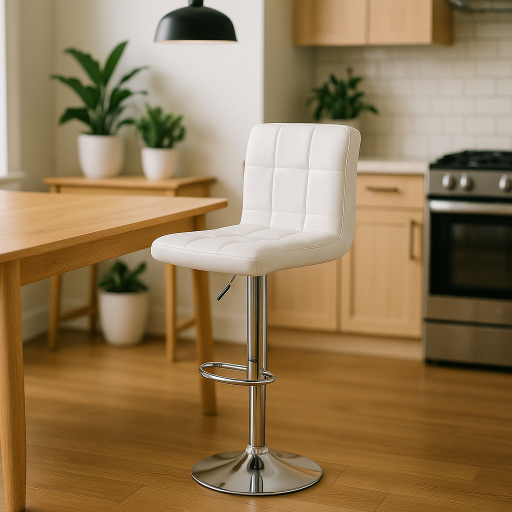Banqueta Alta para Cozinha Bancada Ilha Gourmet Estofada Giratória Moderna Gomos Branca em Oferta na Shopee
