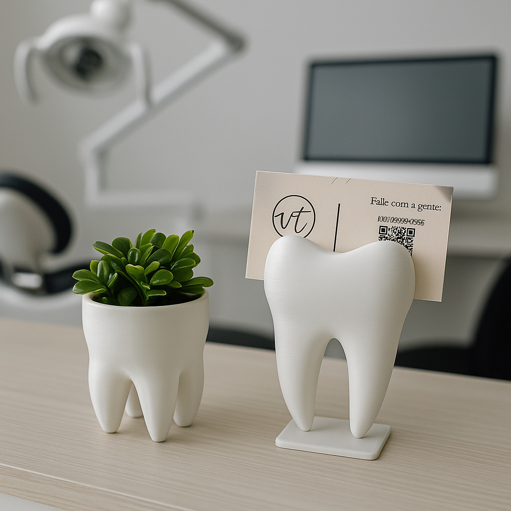 Porta cartão e mini vaso decorativo decoração consultório dente dentista criativo presente branco *-