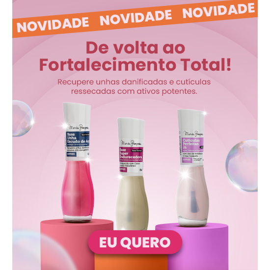 Kit 3 un - Base para unhas Escudo de Aço + Base Super Endurecedora + Sérum Cutículas Perfeitas Já.