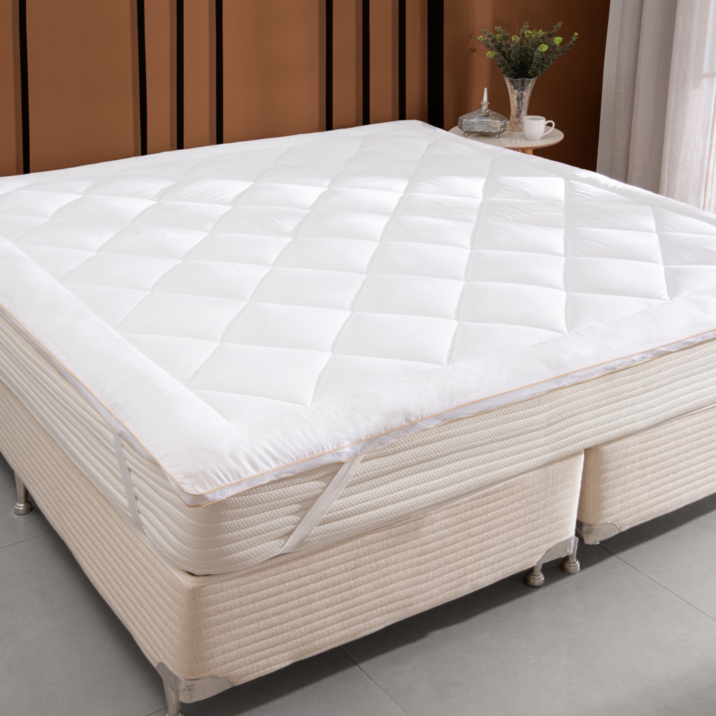 Pillow top queen espuma protetor de colchão com elástico percal 400 fios toque de pluma
