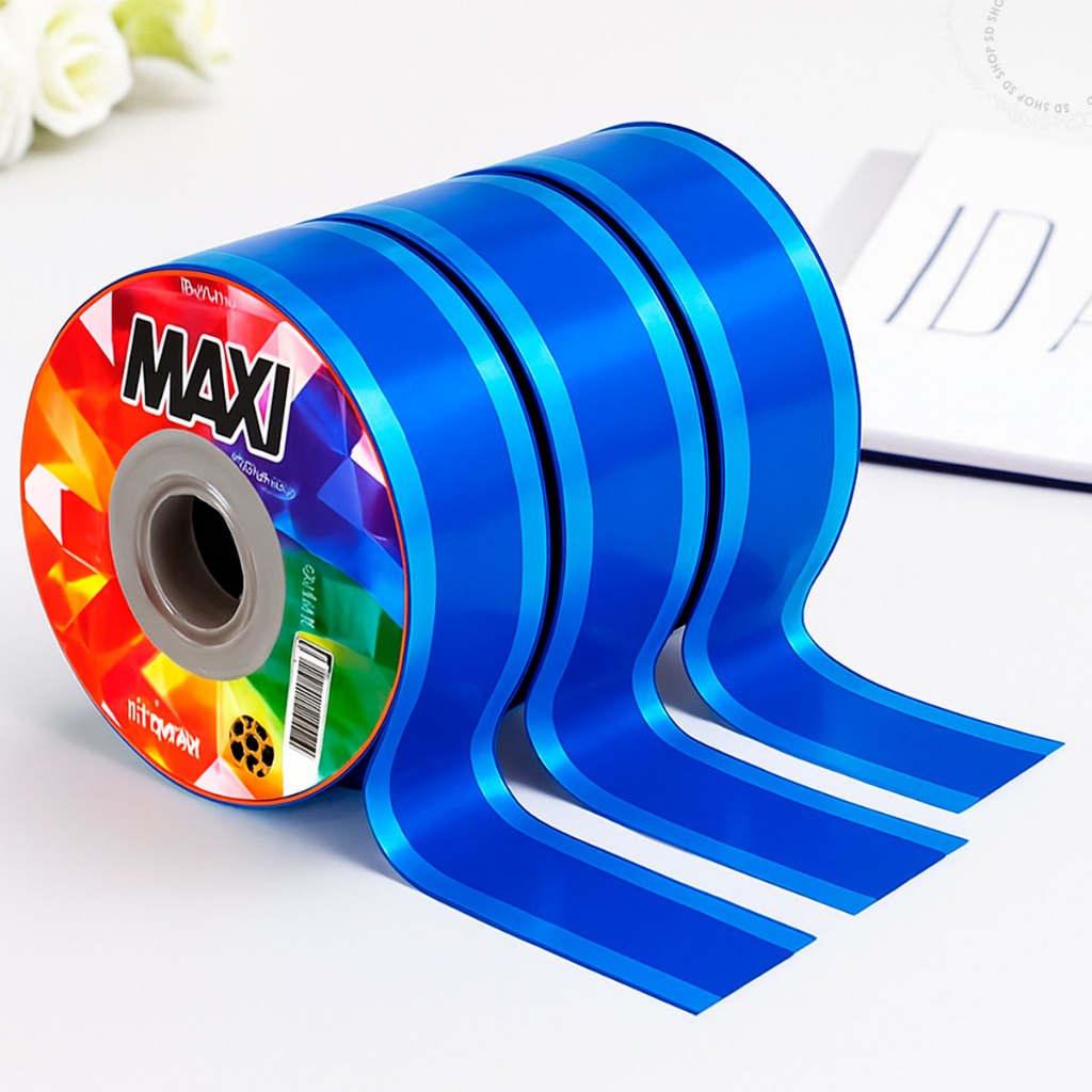 Fita Maxi Albano Azul Lisa 32mmx 100metros Laço Presente Azul Decoração Embalagem