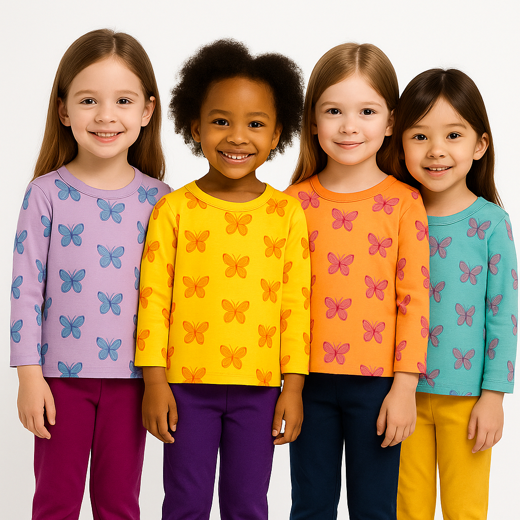 Pijama de Inverno Infantil Vanessinha Longo Feminino Confortável com Blusa de Frio Calça Comprida Estampas Aleatorias