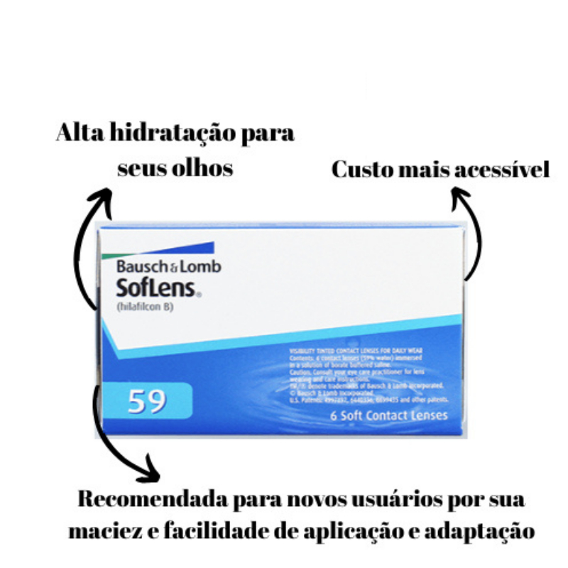 Lente de contato Soflens 59 Com Grau Miopia Ou Hipermetropia + Renu umidifcante 8ml em Oferta na Shopee