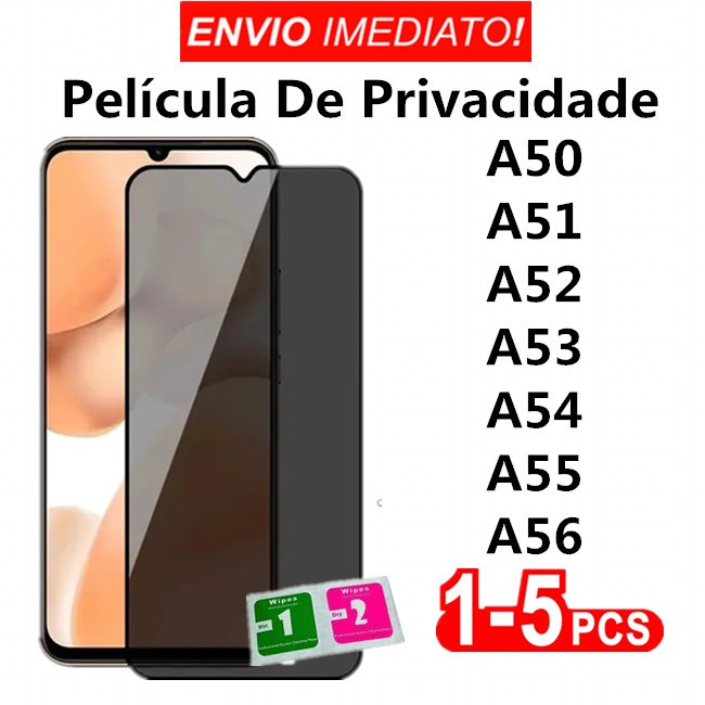 Película de Vidro 3D Privacidade Para Samsung A50 / A51 / A52 / A53 / A54 / A55 / A56 / Protetor de tela.