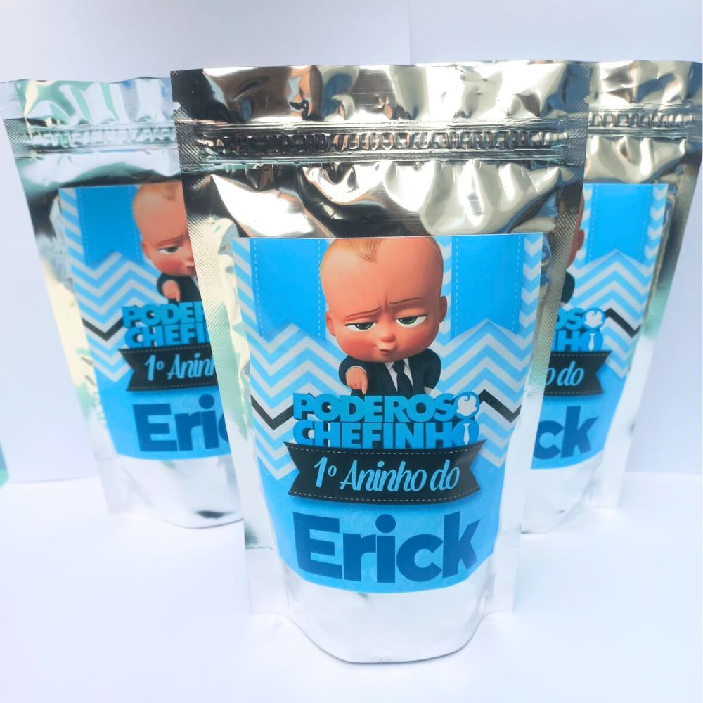 15 Saquinho Metalizado zip lock lembrancinhas festa aniversario infantil Personalizado Poderoso Chefinho