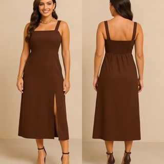 Vestido Feminino Estiloso em Alfaiataria com Fenda Frontal e Manga Curta – Ideal para Look Moderno e Confortável em Oferta na Shopee