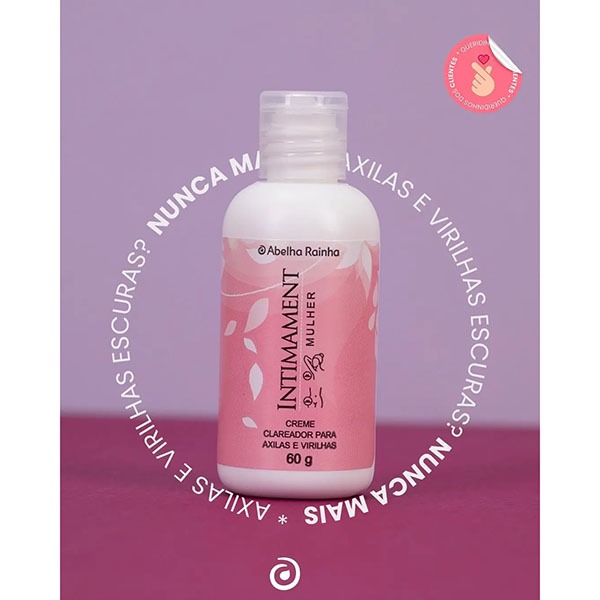 2 UNIDADES CREME CLAREADOR Para AXILAS E VIRÍLHAS Intimament 60g Abelha Rainha — imagem 2 de 2