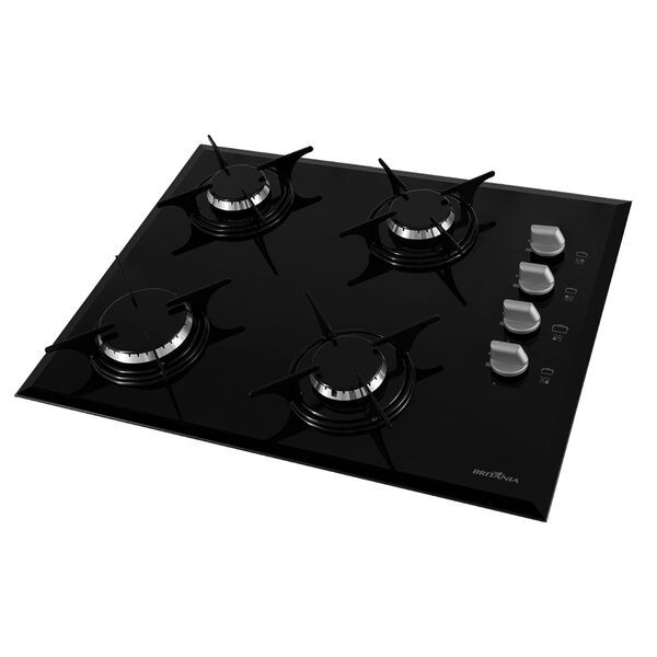 Cooktop A Gás Britânia 4 Queimadores Vidro 8mm Bct4p Bivolt Bivolt