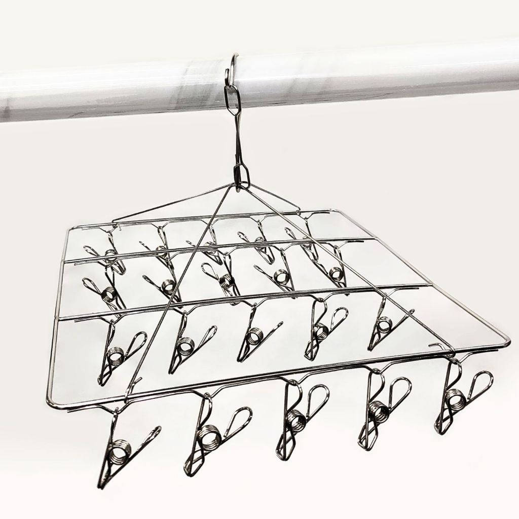 Varal 20 Prendedores Roupa Bebe Calcinha Cueca Dobrável Inox em Oferta na Shopee