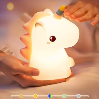 Luminária de Unicórnio de Silicone - Lâmpada Noturna Fofa com Sensor Touch LED Seguro par…
