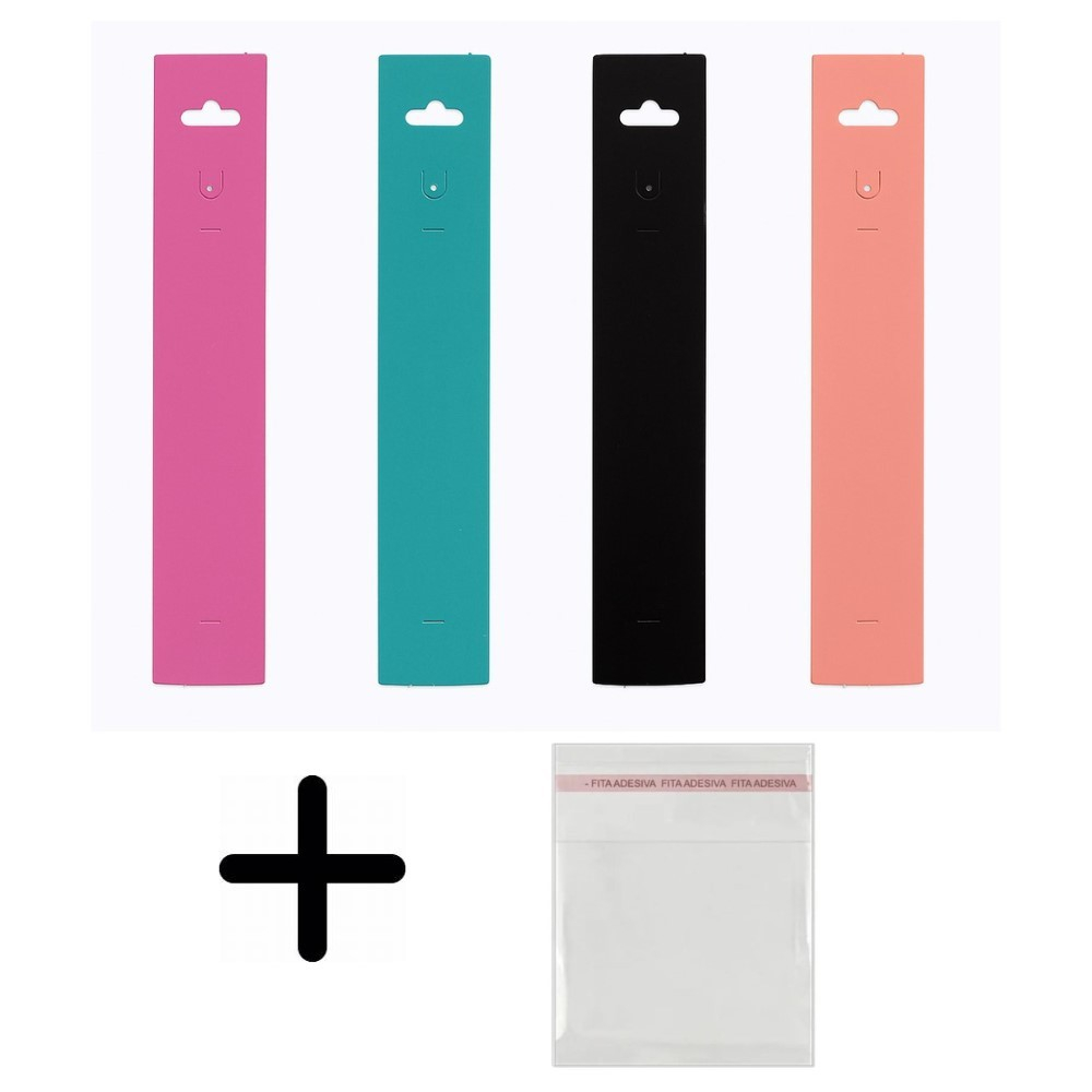 100 Cartelas Pulseira Fina para Bijuterias Colorido + 100 Saquinhos