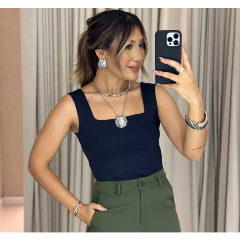 Blusa cavada regata alça basica blogueira moda fashion estilosa casual dia a dia em Oferta na Shopee