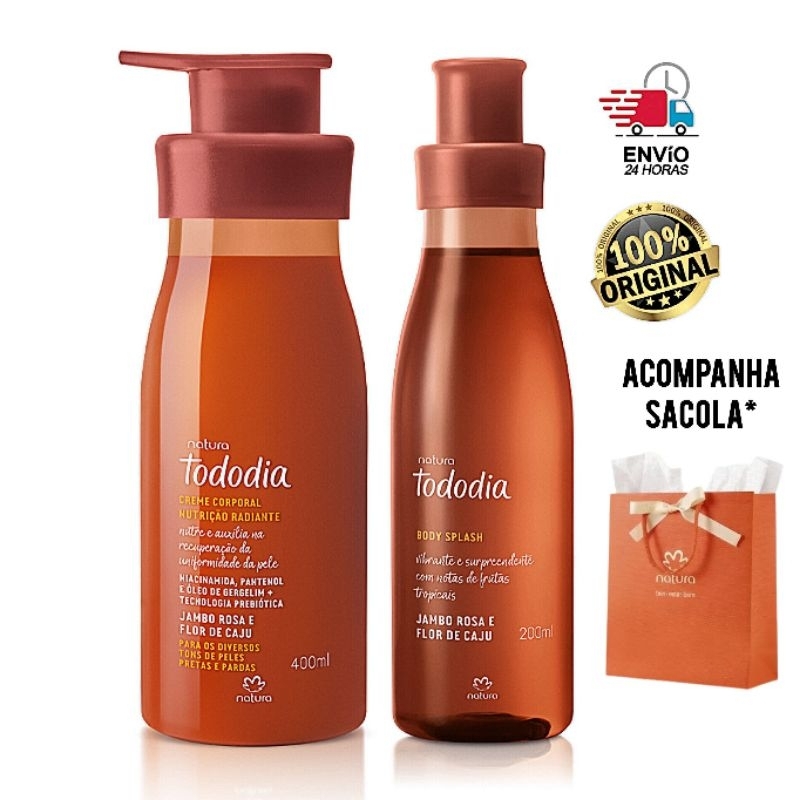 Kit Natura Tododia Jambo Rosa e Flor de Caju Hidratante + Body Splash
