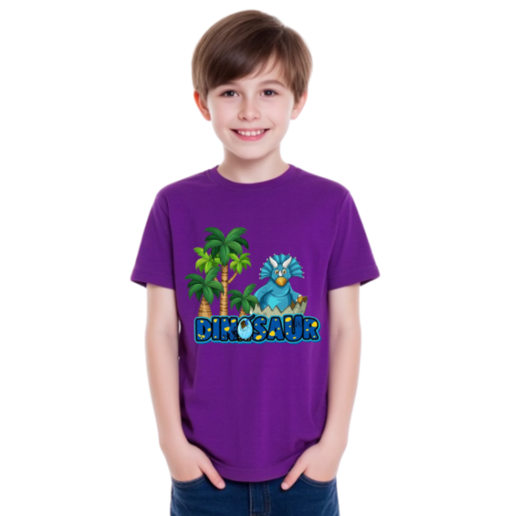 Camiseta masculina  infantil desenho Dinossauro coqueiro envio rapido 100% algodão
