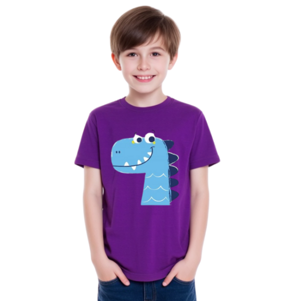 Camiseta masculina  infantil desenho Dinossauro azul envio rapido 100% algodão tecido leve