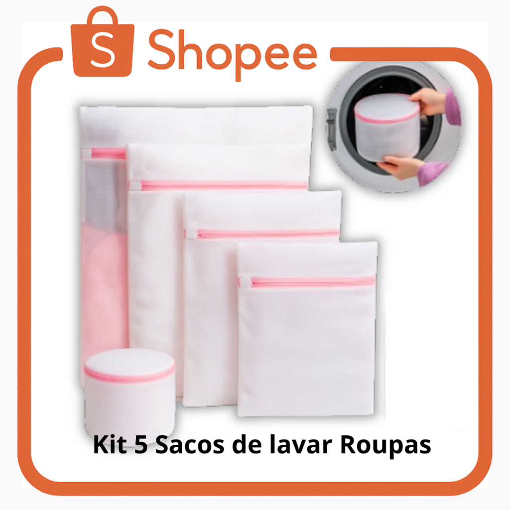 Kit 5 Saco De Lavar Roupa Na Máquina Saco Para Lavar   Saco Para Maquina De Lavar  Roupas Intimas