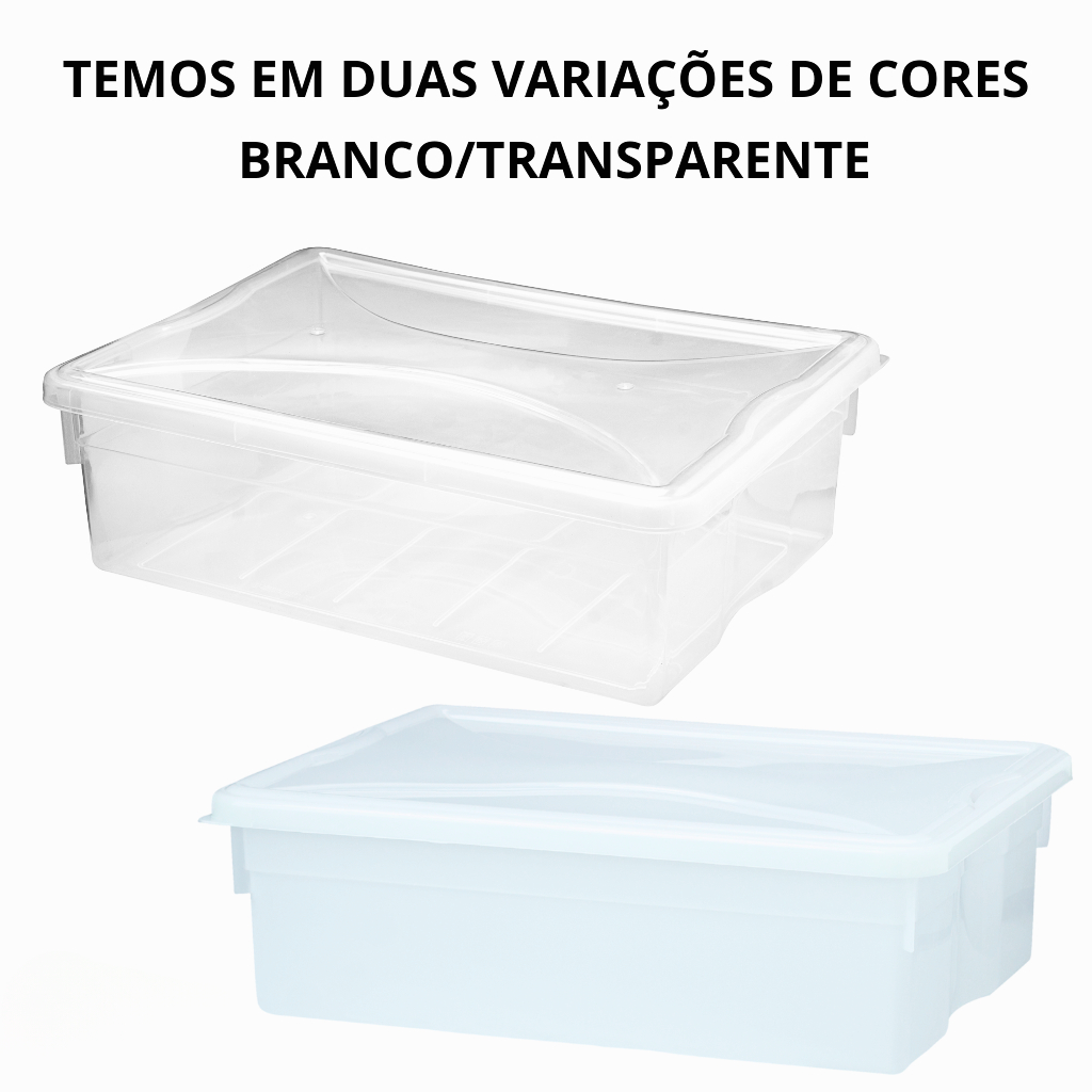 Kit 04 Caixas Pote Organizador 05 litros com Tampa Multiuso Geladeira Freezer Padarias Pizzaria