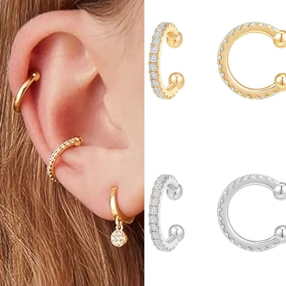 Hot 1 Pc Helix Cartilagem Conch Falso Piercing Jóias Ajustável Cz Ear Cuff Brinco Bijuteria