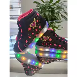Bota infantil feminino Preta com Estrelas de LED