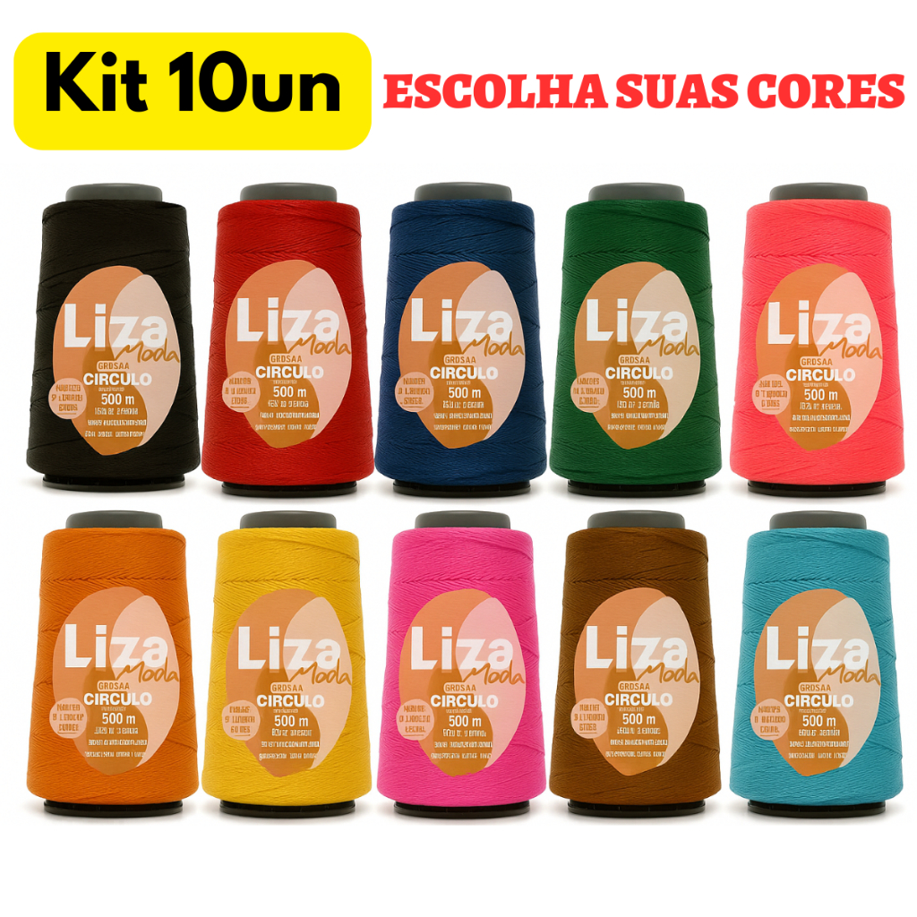 Kit 10 Linhas Liza Moda Grossa Fio 2 500 Metros 312 TEX Círculo Trança Cabelo Moda Crochê Artesanato