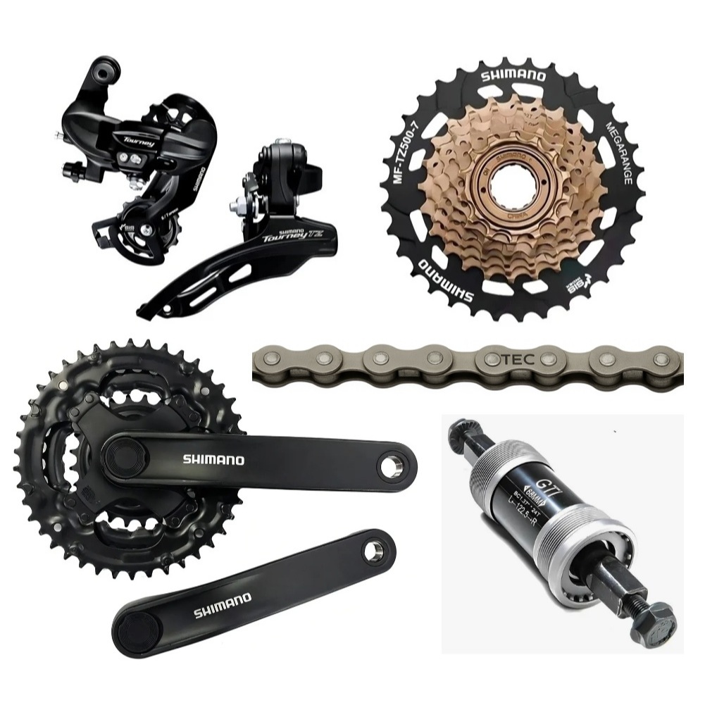 Kit Shimano Bike 21 Marchas Transmissão Completa C/ Pedivela Reduzido 42d, Câmbios e Catraca Mega 7v em Oferta na Shopee