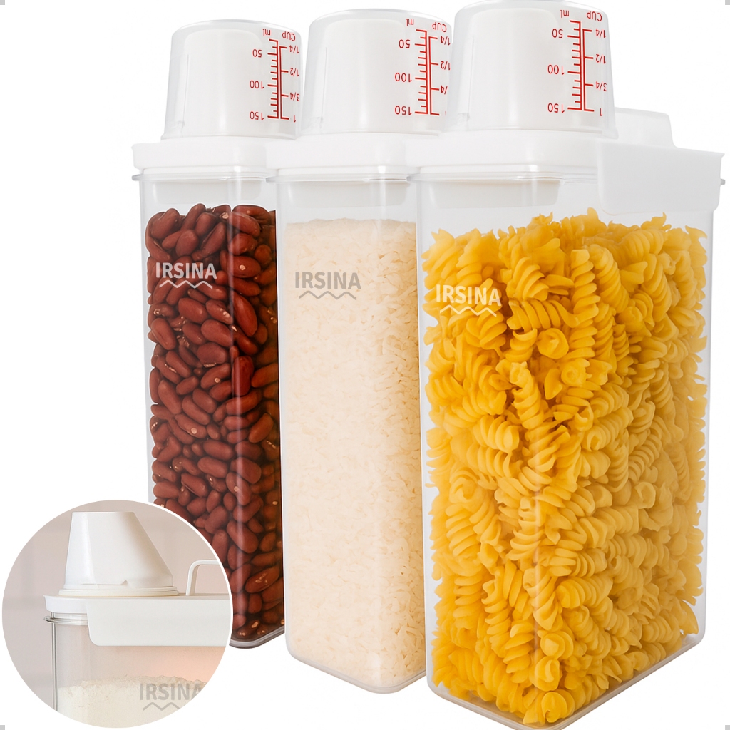 KIT 3 Potes Herméticos Dispenser Acrílico Copo Dosador Organizador Transparente Despensa Alimentos em Oferta na Shopee