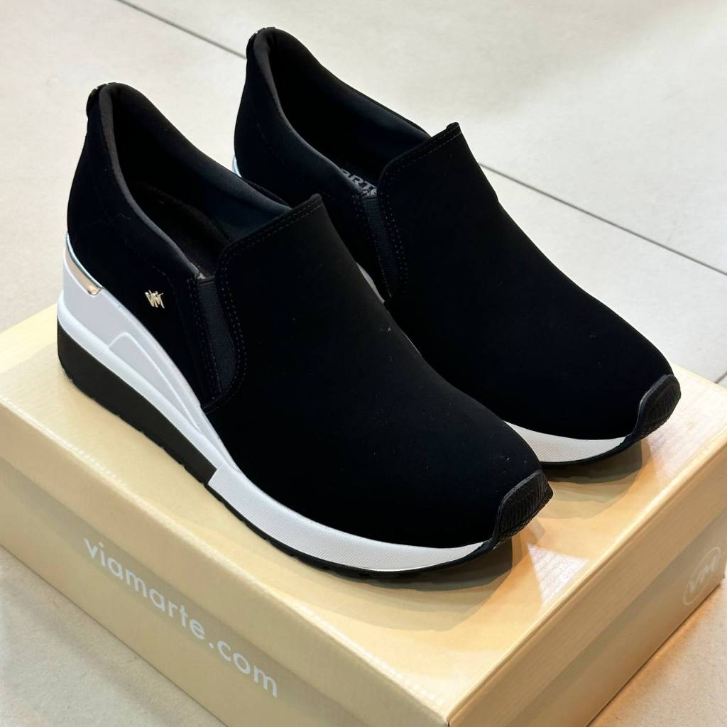 Tenis Via Marte Anabela Nobuck Casual Com Elástico Calce Fácil Original Feminino 046 002