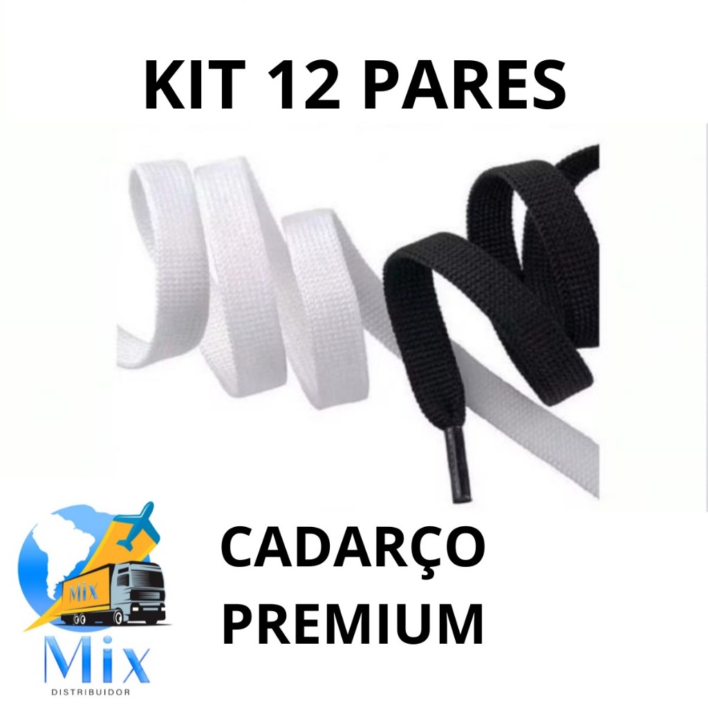 kit 12 Pares De Cadarços Planos De Super Qualidade De Largura Para Tênis Botas De Corrida Atlética