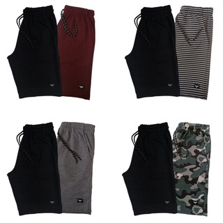 Kit 2 Bermudas Moletom Masculina Treino Academia Camuflada Rajada Listrada Bermuda Masculino